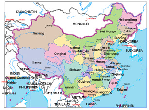 中国地图德文版