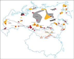 俄罗斯矿产分布图